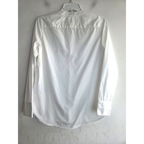 Thomas Mason for J.Crew Women White 100% Cotton V-Neck Pop Over Blouse size 2 - Picture 3 of 6